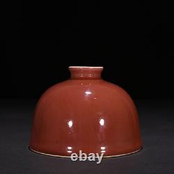 4.5 China Antique qing dynasty Porcelain kangxi mark red glaze Horseshoe vase