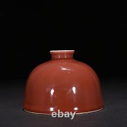 4.5 China Antique qing dynasty Porcelain kangxi mark red glaze Horseshoe vase