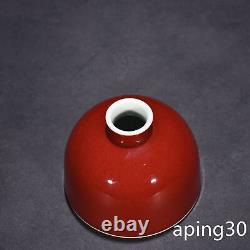 4.5 China old Antique qing dynasty Porcelain kangxi mark red glaze vase pot