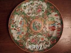4 UNMARKED Antique Chinese Export Porcelain Famille Rose Medallion 6 Plates