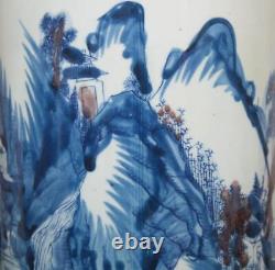 43CM Antique Chinese Blue & White Porcelain Vase with landscape