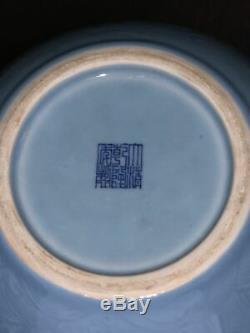 43cm/17.5 Very Large Antique Chinese Blue Dragon Porcelain Vase QianLong Mark