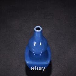 5.5 China Antique qing dynasty Porcelain yongzheng mark Blue glaze gourd vase