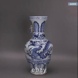 5.6 Chinese Antique Porcelain Yuan dynasty Blue white cloud dragon flower Vase