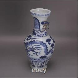 5.6 Chinese Antique Porcelain Yuan dynasty Blue white cloud dragon flower Vase