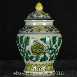 5.6 Old Chinese Chenghua Dynasty Doucai Porcelain Flower General Lid Jar Pair