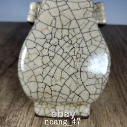 5.8 Old Chinese Porcelain song dynasty ge kiln White Ice crack double ear Vase