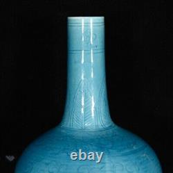 5.9 Chinese Antique Porcelain ming dynasty chenghua mark blue glaze flower Vase