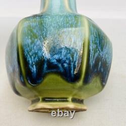 6.1 Old Antique Chinese Porcelain dynasty cyan glaze Fambe eight edge Vase