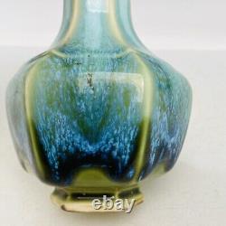 6.1 Old Antique Chinese Porcelain dynasty cyan glaze Fambe eight edge Vase