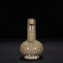 6.2 Chinese Old porcelain Song dynasty ge kiln Yellow Ice crack double ear Vase