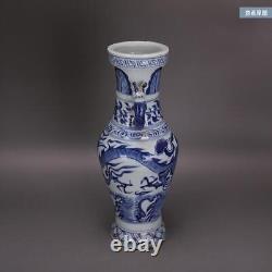 6.2 Old Chinese Porcelain Yuan dynasty Blue white dragon flower double ear Vase