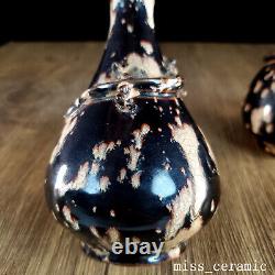 6.4 Chinese Porcelain song dynasty jizhou kiln A pair Black speckle dragon Vase