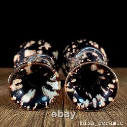 6.4 Chinese Porcelain song dynasty jizhou kiln A pair Black speckle dragon Vase