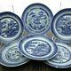 6 C1850 Canton Antique Chinese Blue And White Export Porcelain Desert Plates