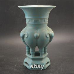 7.1 Chinese Old Porcelain Song dynasty ru kiln cyan Ice crack three sheep Vase