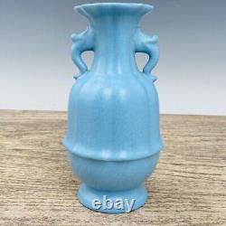 7.1 Chinese Porcelain song dynasty ru kiln QingLiangSi mark Blue Ice crack Vase