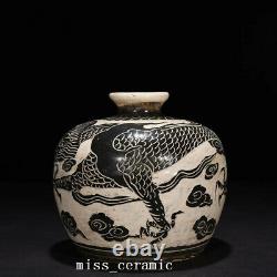 7.1 Old Chinese Porcelain Song dynasty cizhou kiln Black white dragon Pulm Vase