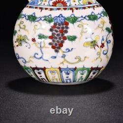 7.1 china antique ming dynasty chenghua mark porcelain doucai grape flat bottle