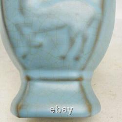 7.3 Chinese Porcelain Song dynasty ru kiln QingLiangSi mark cyan Ice crack Vase