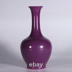 7.8 Antique old Chinese porcelain Qing dynasty kangxi mark purple glaze vase