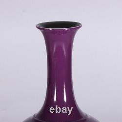 7.8 Antique old Chinese porcelain Qing dynasty kangxi mark purple glaze vase