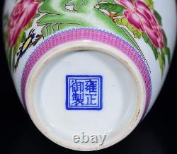 7.8 old antique qing dynasty yongzheng mark porcelain flower bird pattern vase