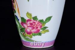 7.8 old antique qing dynasty yongzheng mark porcelain flower bird pattern vase