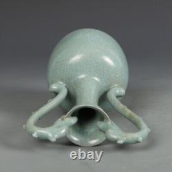 7.87 Chinese Porcelain Song Dynasty Ru Kiln Azure Glaze Double Ear Vase