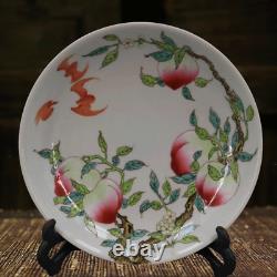 7.9 Collect Chinese Porcelain Animal Bat Longevity Peach Branch Plate
