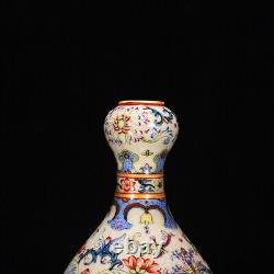 7China antique porcelain qing dynasty qianlong mark colour enamels flower vase