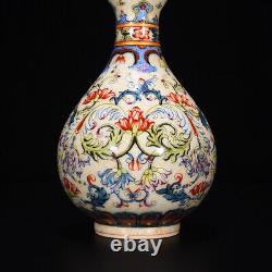 7China antique porcelain qing dynasty qianlong mark colour enamels flower vase