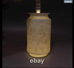 8.1 Chinese Porcelain Ming dynasty yongle mark White glaze dragon phoenix Vase