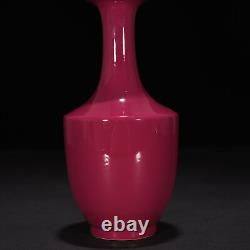 8.3 China old qing dynasty Porcelain kangxi mark Carmine glaze Long neck vase