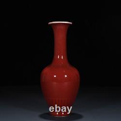 8.3 China qing dynasty Porcelain kangxi mark red glaze chrysanthemum petal vase