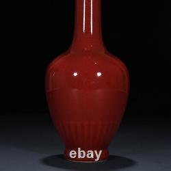 8.3 China qing dynasty Porcelain kangxi mark red glaze chrysanthemum petal vase