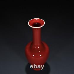 8.3 China qing dynasty Porcelain kangxi mark red glaze chrysanthemum petal vase