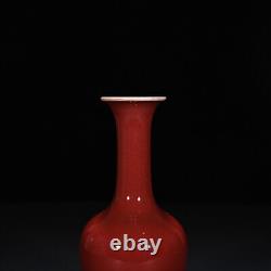 8.3 China qing dynasty Porcelain kangxi mark red glaze chrysanthemum petal vase