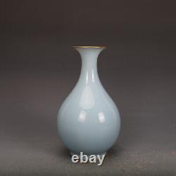 8.3 Collection Chinese Qing Porcelain Sky Blue Glaze Flower Vase