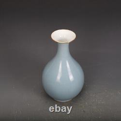 8.3 Collection Chinese Qing Porcelain Sky Blue Glaze Flower Vase