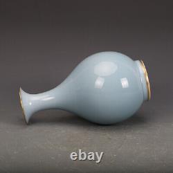 8.3 Collection Chinese Qing Porcelain Sky Blue Glaze Flower Vase