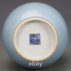 8.3 Collection Chinese Qing Porcelain Sky Blue Glaze Flower Vase