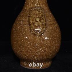 8.5 Chinese Antique Porcelain Song dynasty zijin glaze beast ear Ice crack Vase