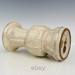 8.5 Chinese Old Porcelain song dynasty ge kiln museum mark White Ice crack Vase