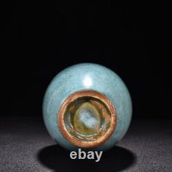 8.5 Old Antique song dynasty Porcelain jun kiln Blue glaze Fambe Four ears vase