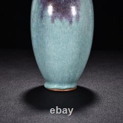 8.5 Old Antique song dynasty Porcelain jun kiln Blue glaze Fambe Four ears vase