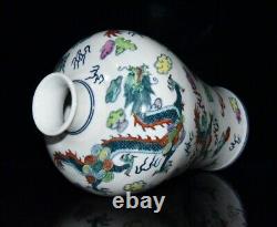 8.5 china antique qing dynasty kangxi mark porcelain dragon pattern pulm vase