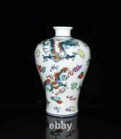 8.5 china antique qing dynasty kangxi mark porcelain dragon pattern pulm vase