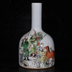 8.5Antique dynasty Porcelain kangxi mark pair famille rose character story vase