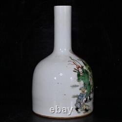 8.5Antique dynasty Porcelain kangxi mark pair famille rose character story vase